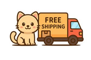 create an image of a cat with a truck signifying free shipping.

this will be used as an icon so the background should be transparent.